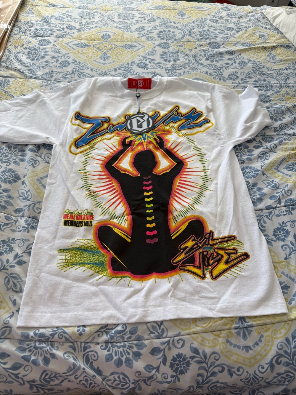 Zoo York White Graphic Short Sleeve Tee with Multicolor Neon Print